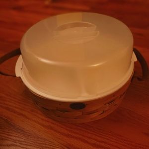 Vintage Peterboro 12" Round Serving Basket  With Insert Tray and Lid